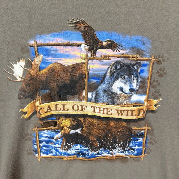 Vintage Alaska Call Of The Wild Extra 2XL Shirt Grizzly Bear Moose Wolf Delta - Picture 4 of 13